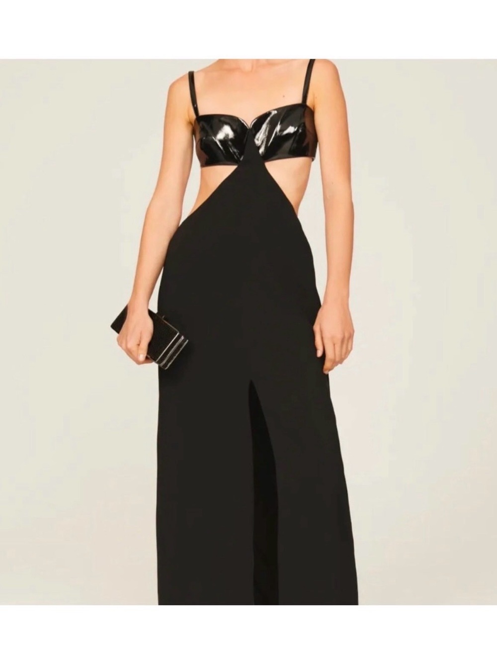 Alexis Black Cutout Maxi Dress with Patent Bust